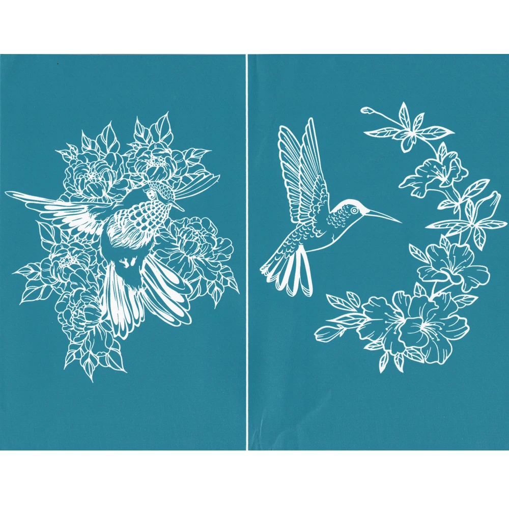 

Bird Wild Flower Self- Adhesives Silk Screen Stencils Mesh Transfers Stencil Home Decoration DIY Hand Craft Chalk Stencils