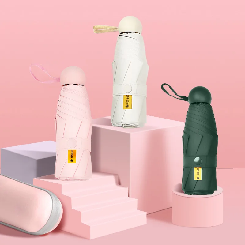 

2023 New Ultra Light Umbrella Folding Sun Umbrella Black Glue Sunscreen 8 Bone Mini 50% Sun Umbrella