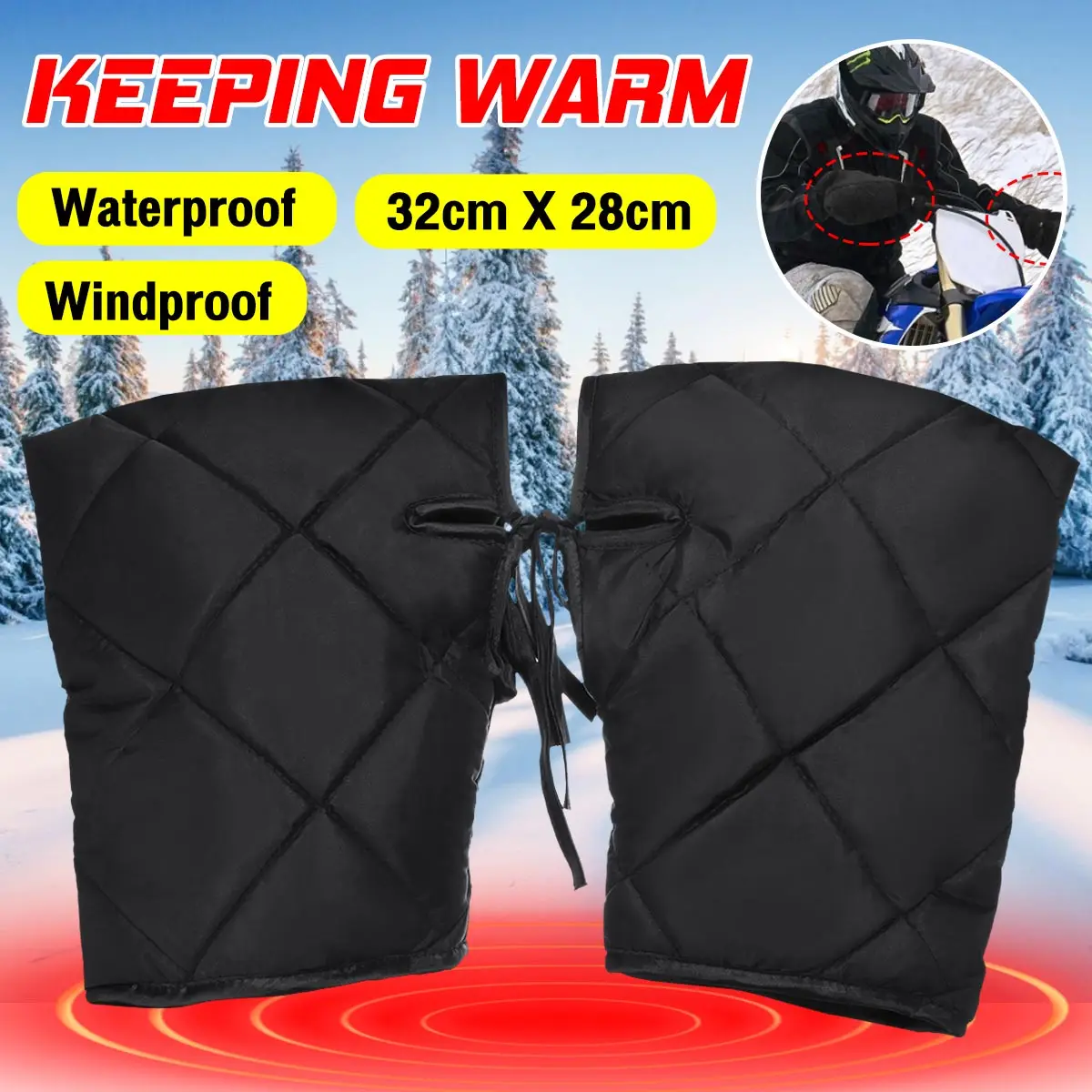 

Winter Warm Cycling Glove Men Women Wind Rainproof Handlebar Muff Grip Handle Bar Gloves Mitts For Motorcycle Safety