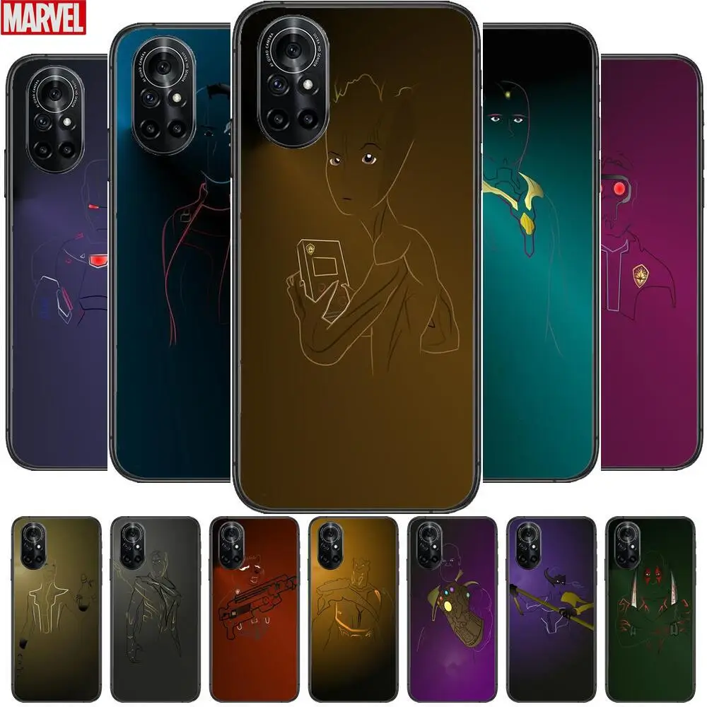 

Colour Marvel Clear Phone Case For Huawei Honor 20 10 9 8A 7 5T X Pro Lite 5G Black Etui Coque Hoesjes Comic Fash design