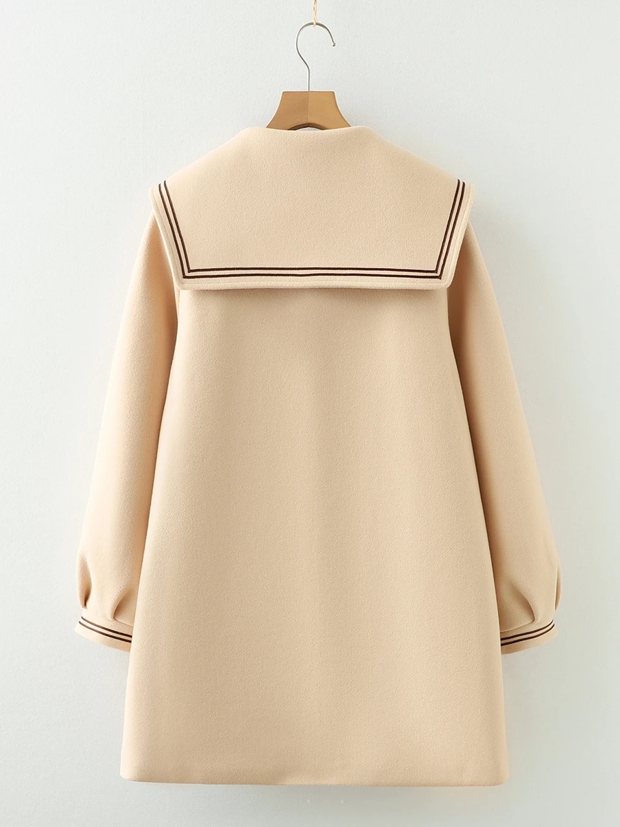 Женская шерстяная куртка с матросским воротником в консервативном стиле зимняя