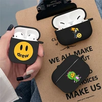 luxury brand justin bieber drew house soft silicone tpu case for airpods1 2 3 pro black wireless bluetooth earphone box cover