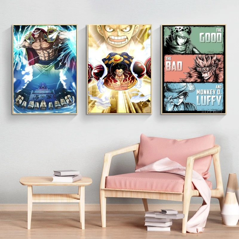 

Настенная Картина на холсте классическое Аниме One Piece Luffy Law Zoro ретро постер Эдвард Ньюгейт печать настенное Искусство Подарки домашний деко...