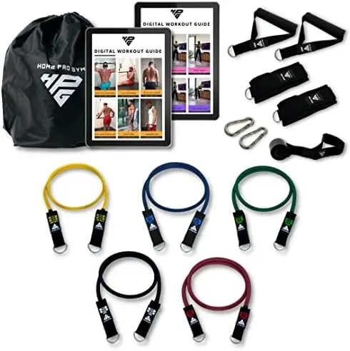 

Stackable Resistance Band Set - with Up to 450LBS of Resistance, Band , Premium Handles, Heavy Duty Door Anchor, Padded Ankle St