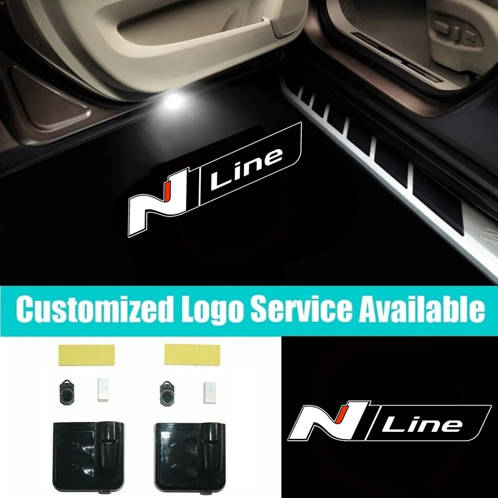 

2x Wireless LED 3D N Logo Car Door Welcome Laser Projector Courtesy Shadow Light for Veloster Elantra i20 i30 Sonata Tucson N