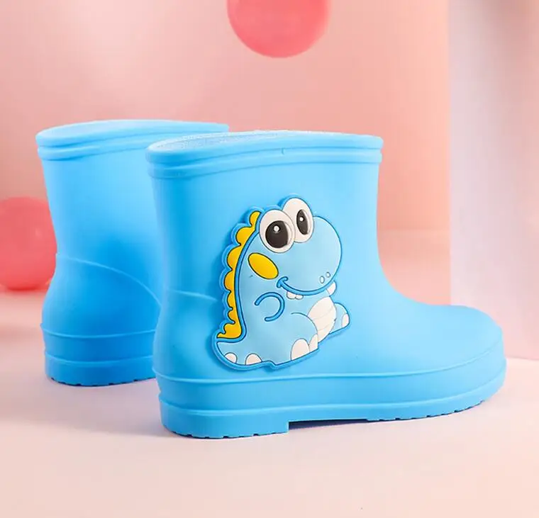 Детские Нескользящие резиновые сапоги теплые водонепроницаемые без застежки