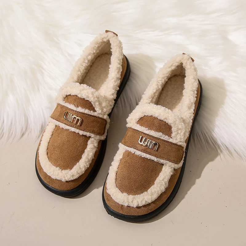 

CRLAYDK Luxury Winter Women's Faux Fur Lined Moccasins Comfort Suede Slip On Warm Outdoor Indoor Flat Loafers for Ladies