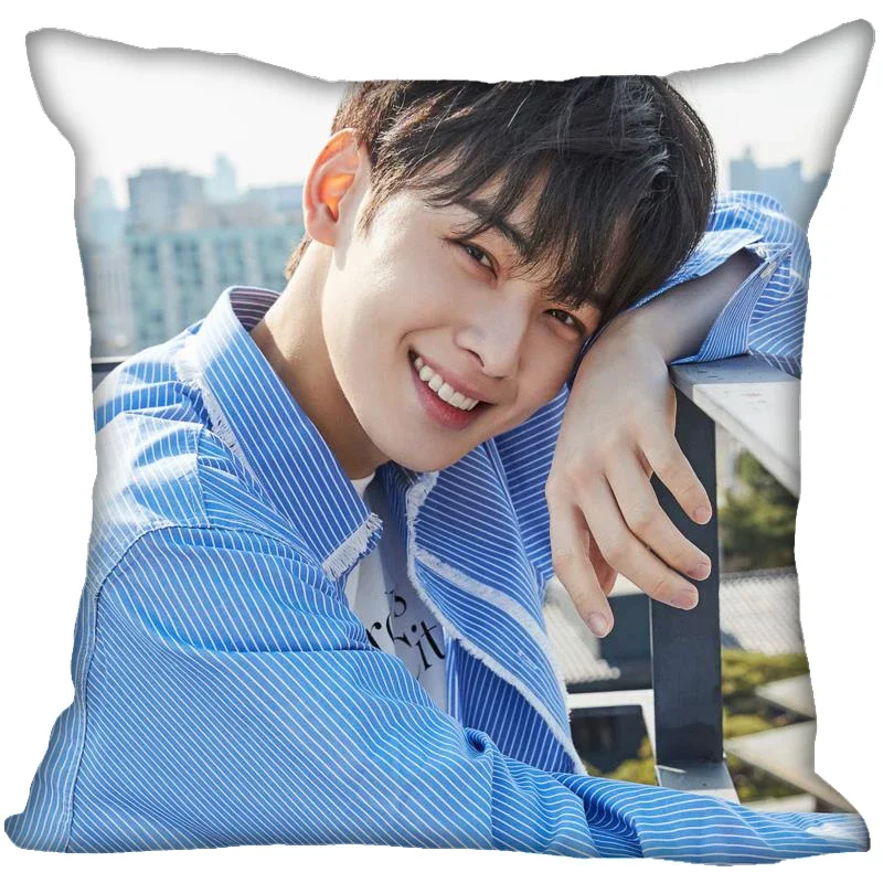 

Лучшая продажа Cha EunWoo Kpop подушка для дома Чехол невидимые Наволочки на молнии 45x45 см