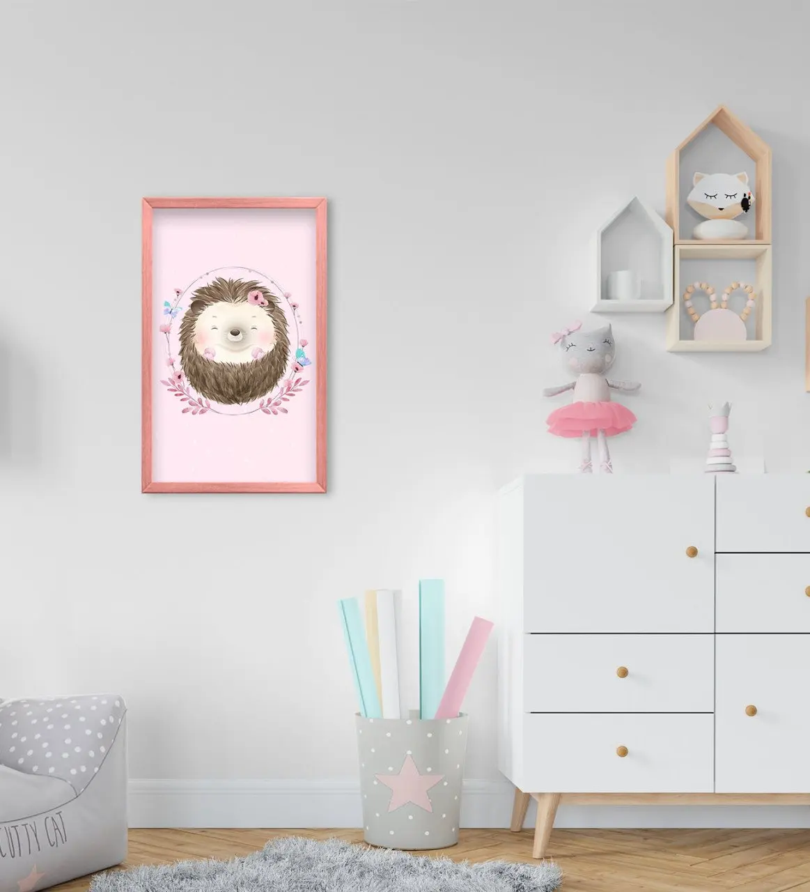 

BK дома милого Ежика дизайн декоративные розовый деревянной рамке в детской комнате Tablo-3