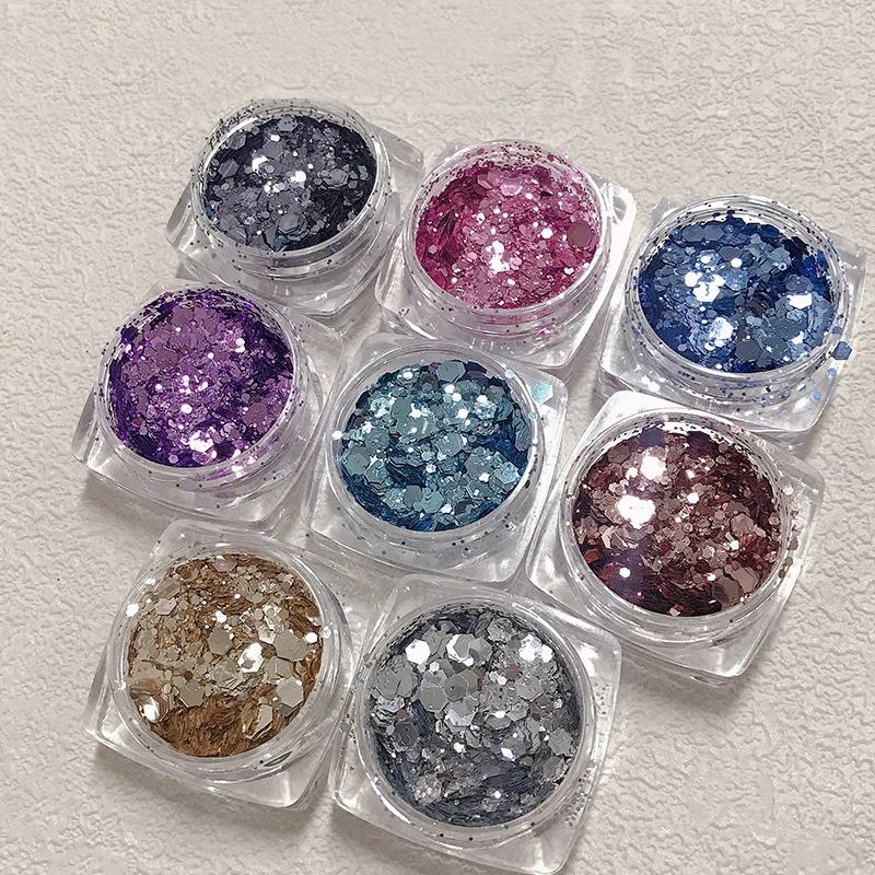 

15 Gradient Mermaid Flake Nail Polish Hexagonal Powder 3D Manicure Nail Art Body Art DIY Decorative Sequins
