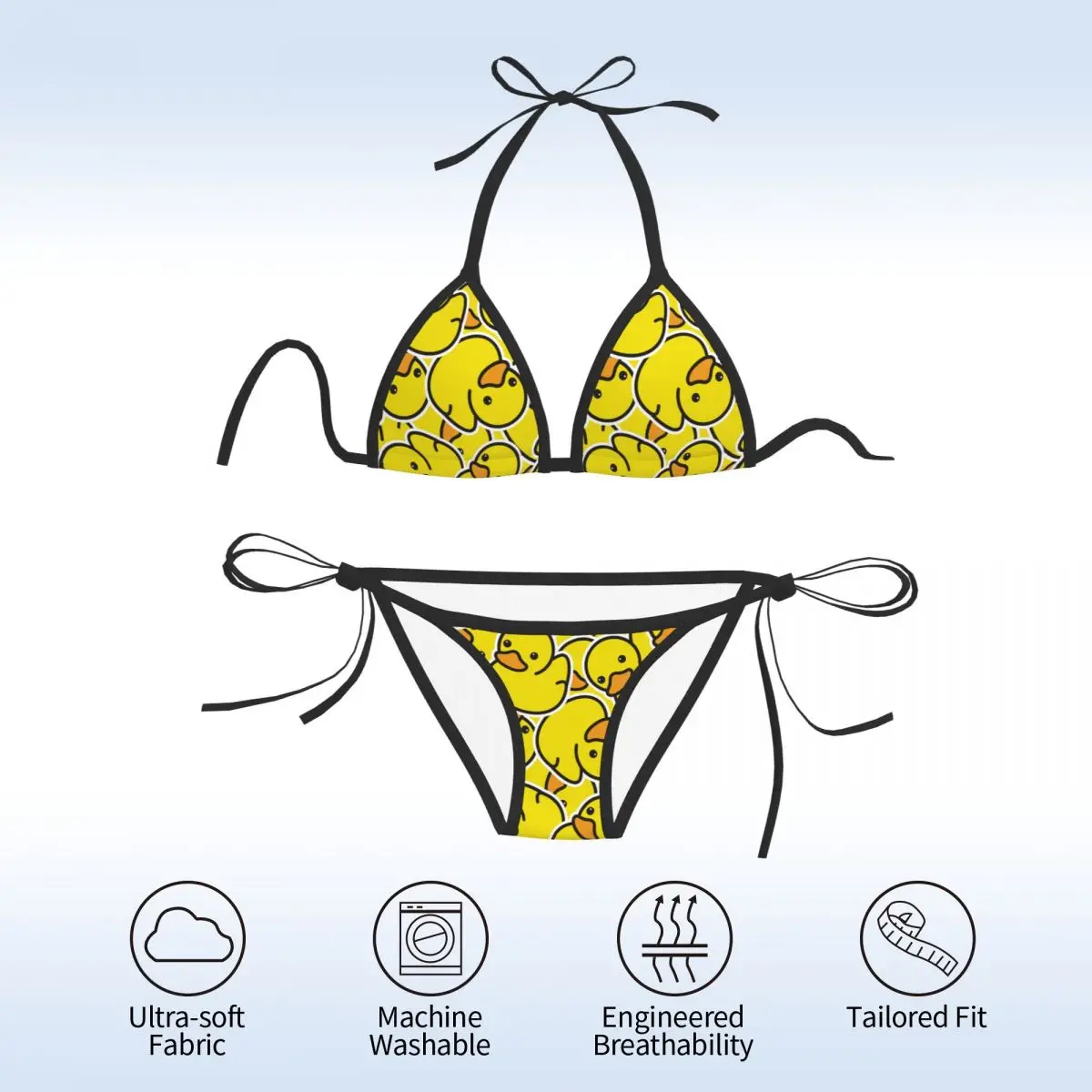 Летний пикантный комплект бикини с рисунком желтой утки женский купальник