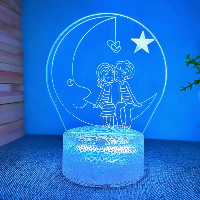 

3D светильник HMTX, звезда и луна для влюбленных, USB атмосферная настольная лампа, декоративный подарок для детской комнаты и спальни