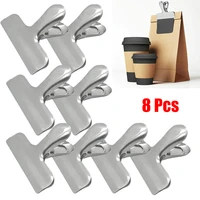 8pcs 6 55 5cm stainless steel seal clip silver food clip for snack bag cracker pack spices kitchen home office accessories