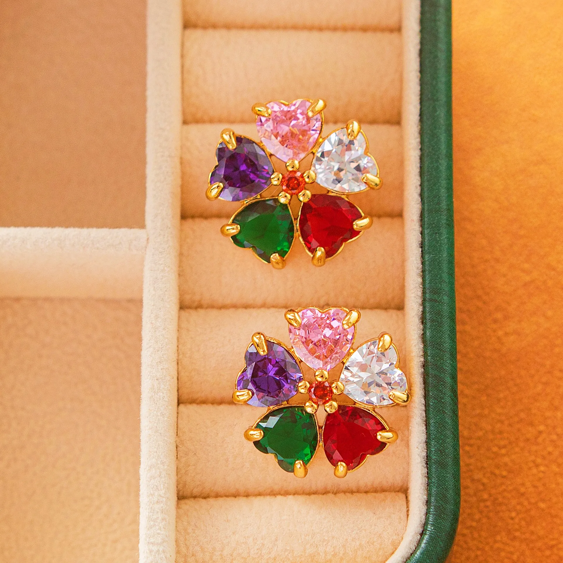 

Colorful Love Stones Flower Earrings