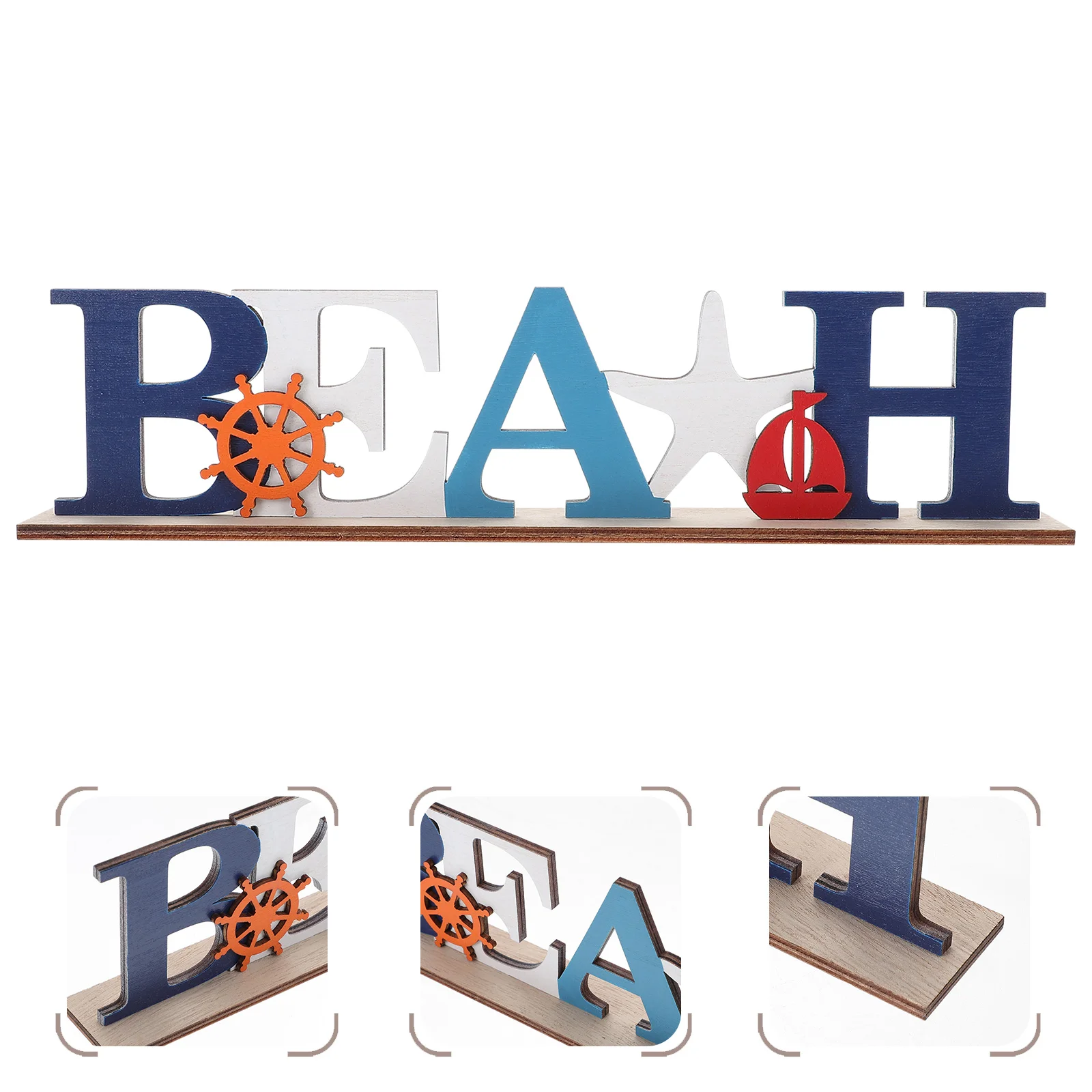 

Wooden Word Sign Desktop Decoration Mediterranean Style Adornment Home Shop Ornament Marine Style Ornament