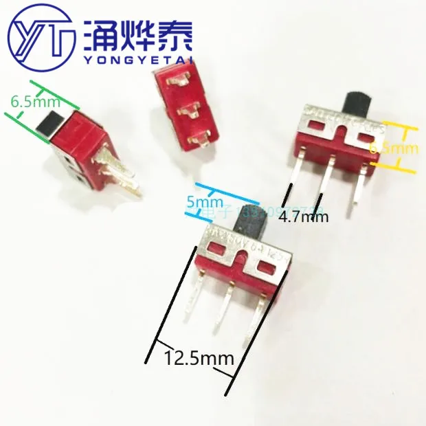 

YYT 5PCS Slide switch TS-13-A1-2-CQ-H 3-pin 2-position ON-ON toggle Q15