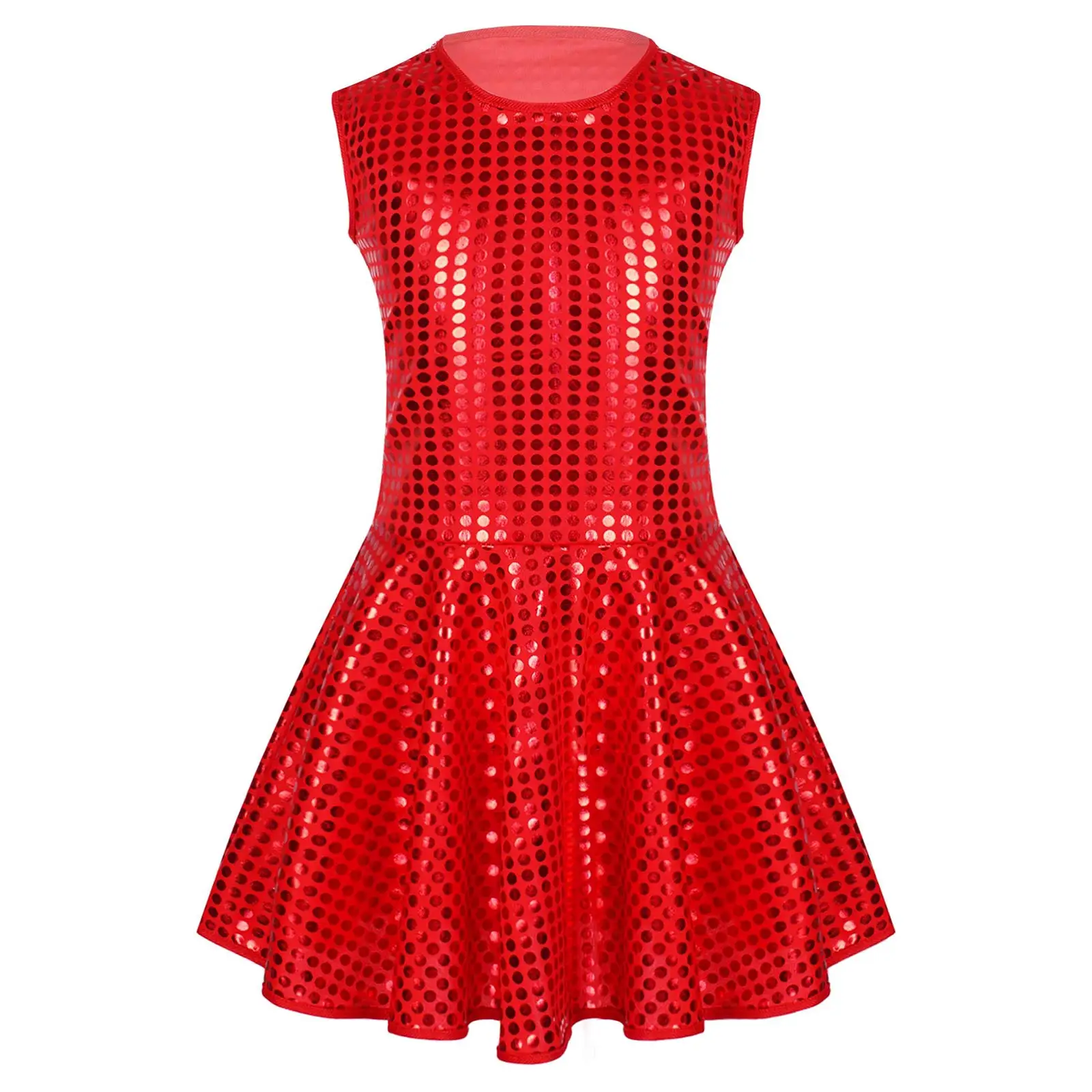 

Hip Hop Girls Clothing Kids Sleeveless Dance Dress Sparkly Shiny Jazz Dance Costumes Stage Performance Dress Dancing Wear
