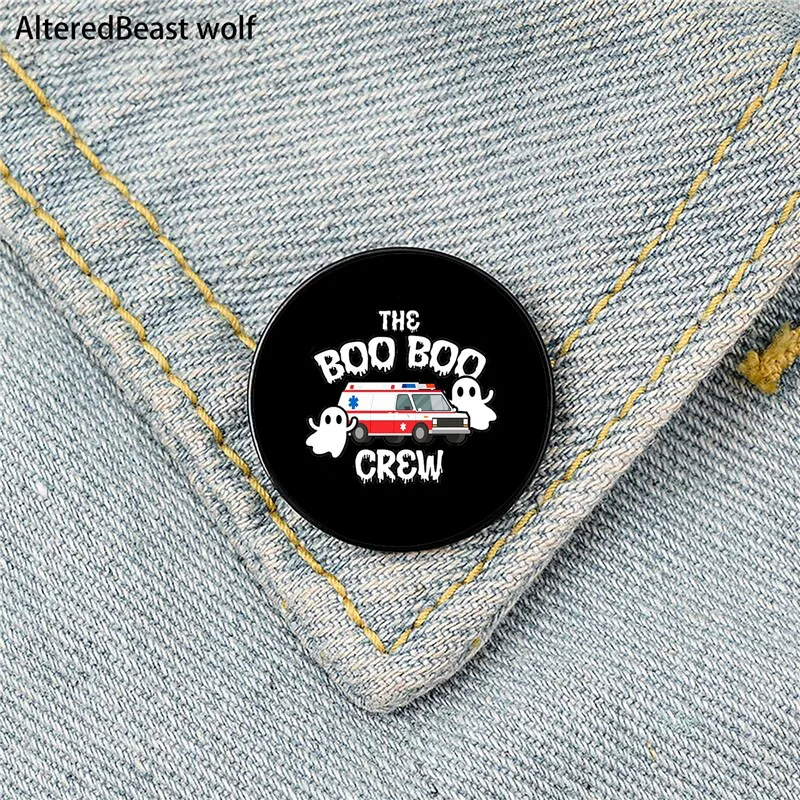 

Boo Boo Crew Printed Pin Custom Funny Brooches Shirt Lapel Bag Cute Badge Cartoon Cute Jewelry Gift for Lover Girl Friends