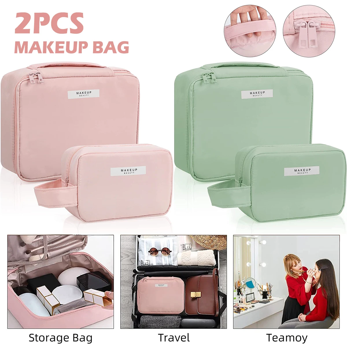 

Косметичка 2 шт., портативный органайзер для косметики, водонепроницаемый Дорожный Чехол для женщин и девушек