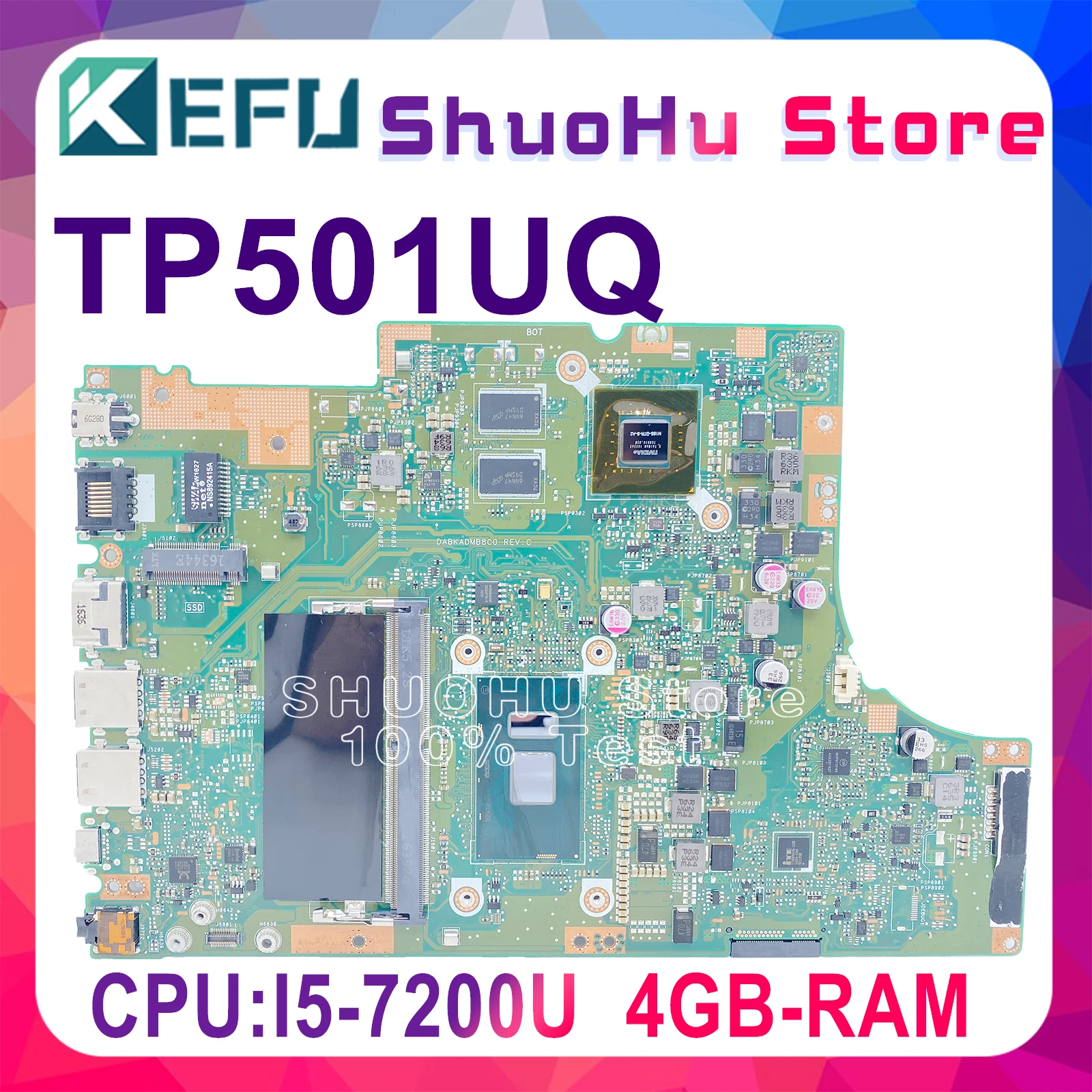 

Материнская плата TP501UQK для ASUS vivobook TP501UB TP501U TP501UQ TP501UA, материнская плата для ноутбука I5-7200U, процессор 4 Гб, протестированная 100% материнская пл...
