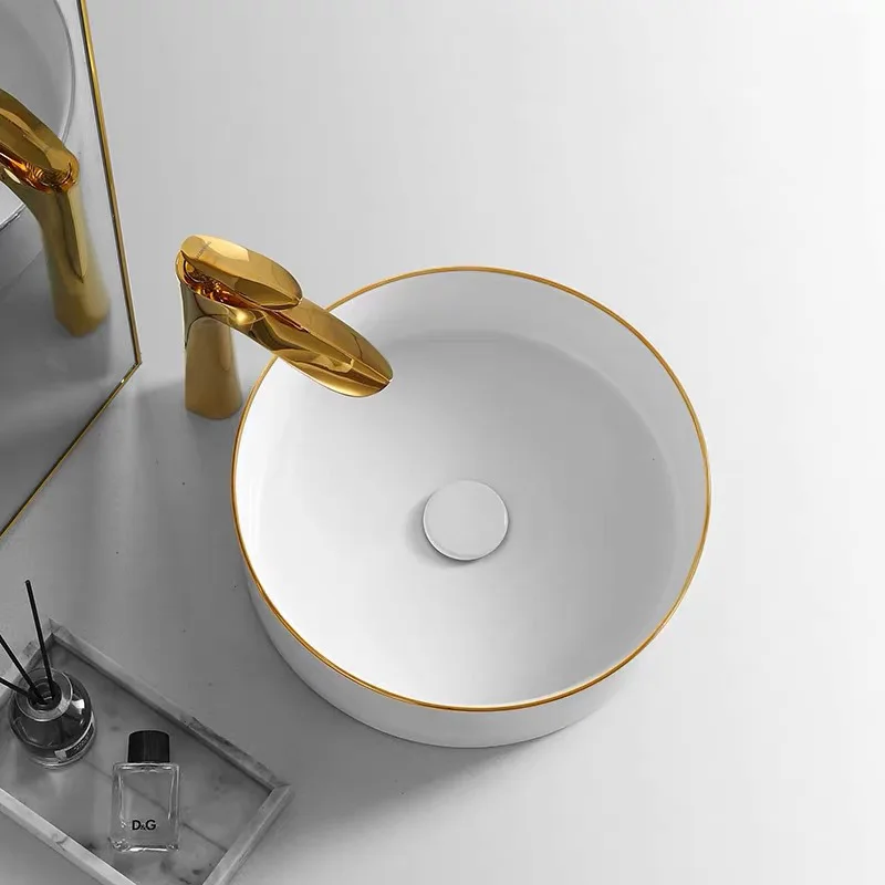 

Light Luxury Ceramic Sinks Square Washbasin on The Counter Washbasin Round Household Bathroom Facilities Furniture Convenient