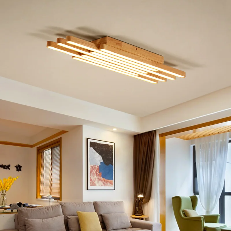 

Лампа потолочная в гостиной, простой современный креативный светильник в спальне, коридоре, в скандинавском стиле, из твердой древесины, в японском стиле