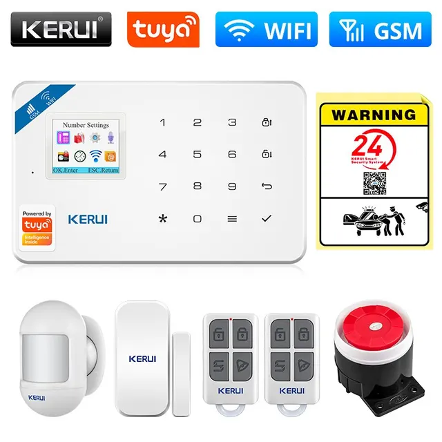 Умная Система охранной сигнализации KERUI Tuya, Wi-Fi GSM, работает с приложением Alexa