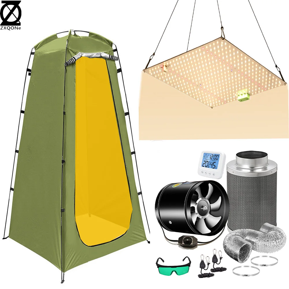 Семейная промышленная лампа, 120x120x190 см, тент для выращивания, 4 дюйма, бесшумный вентилятор, Углеродный фильтр 200-1500 Вт, стандартный набор для выращивания растений в помещении, для овощей, цветов