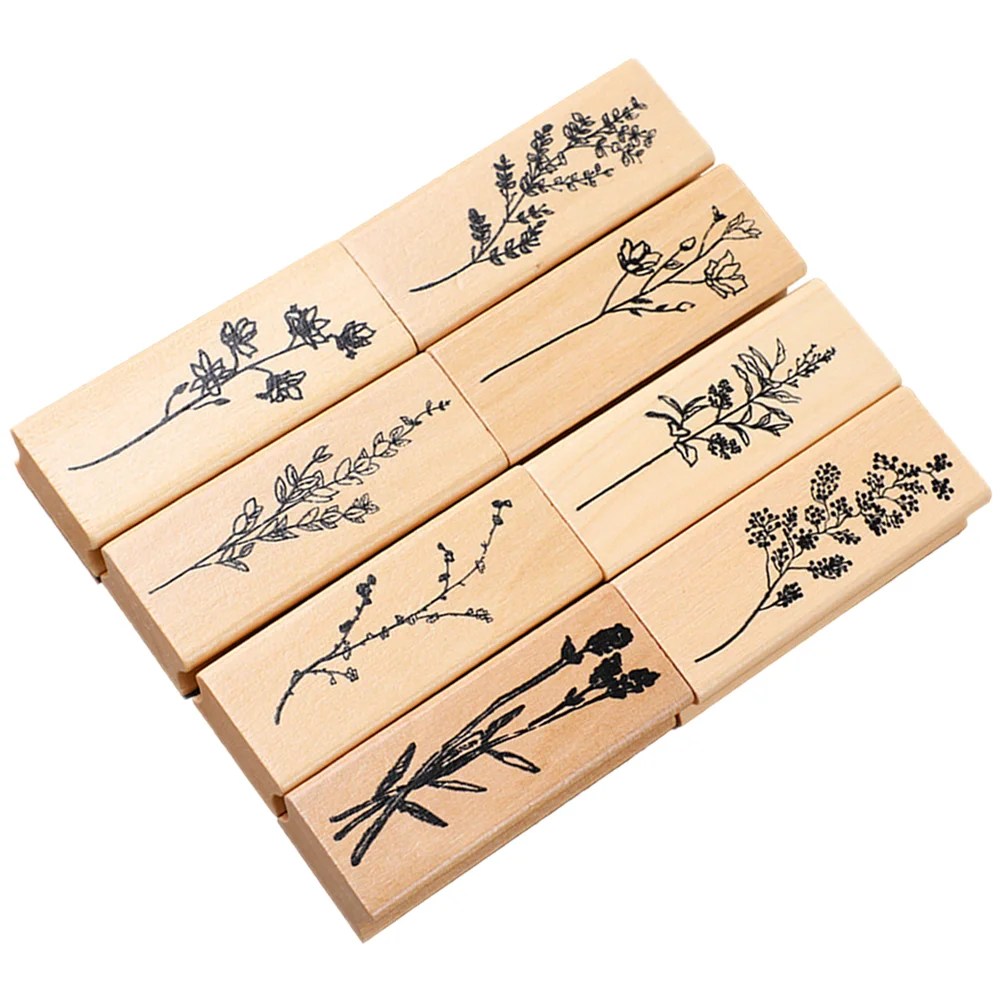 

Flowers Set Stamp Wood Stamps Decorative Journal Scrapbooks Wooden Crafting DIY