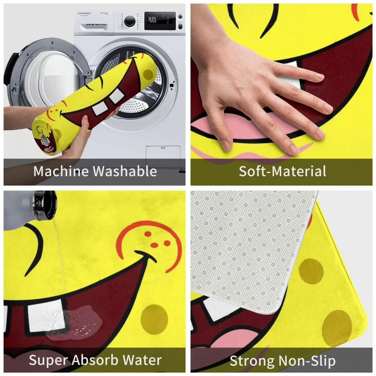 Противоскользящий коврик для ванной комнаты с изображением лица |