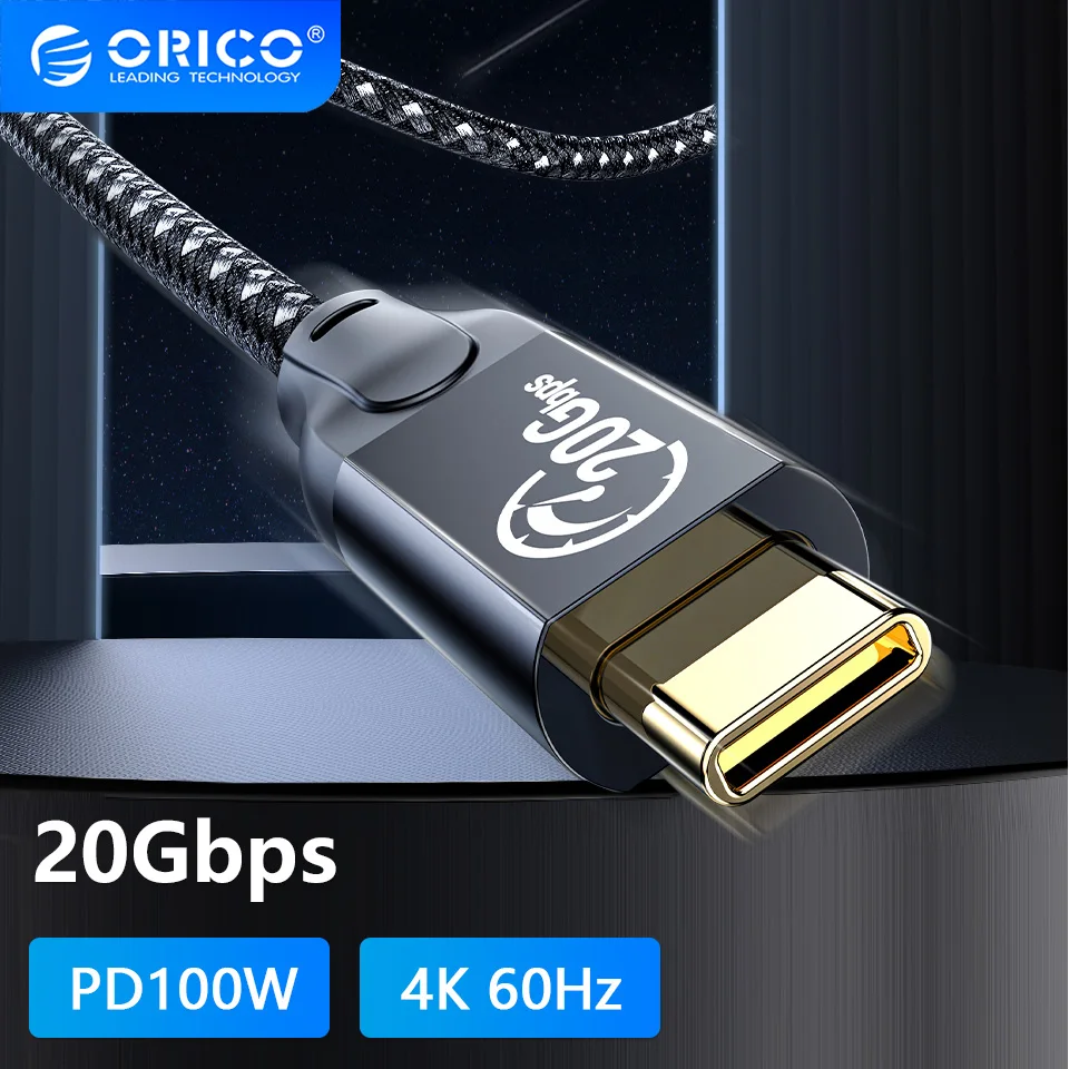 

ORICO 20Gbps USB C to USB C Cable High Speed Transfer PD Fast Charging 100W Power HD 4K 60Hz Video with E-mark Chip for MacBook