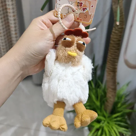 Плюшевая курица брелок детский