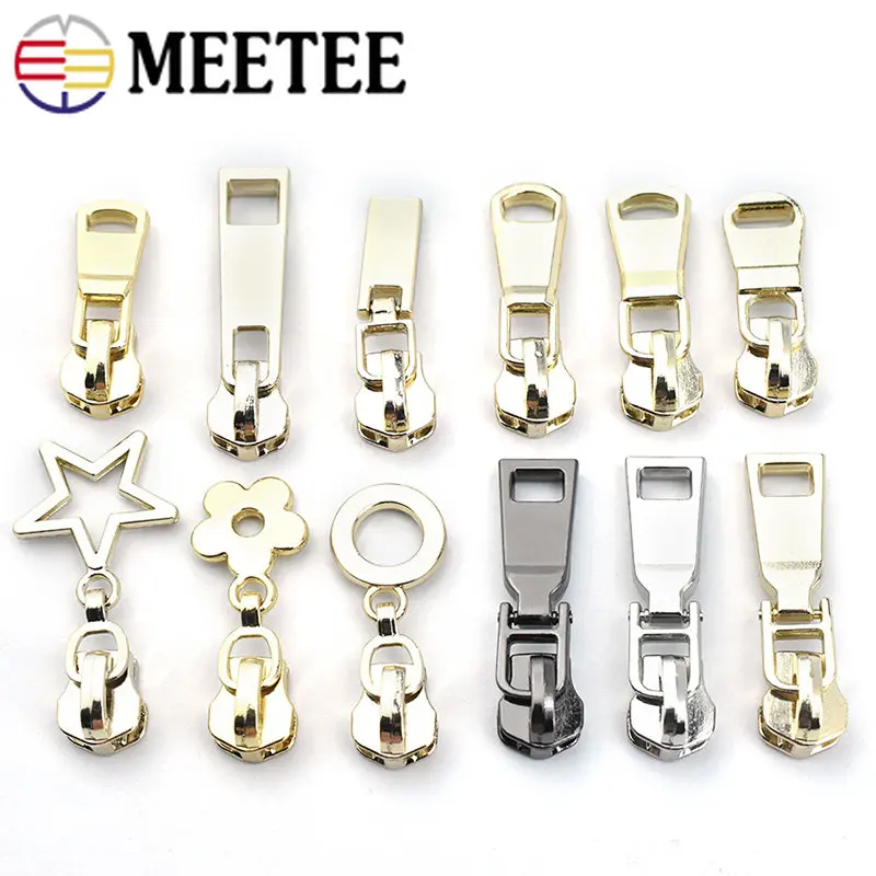 

5/10Pcs 5# Metal Zipper Puller Head Decorative Bag Clothes Zip Slider Jacket Luggage Repair Kits DIY Sewing Closures Accessories