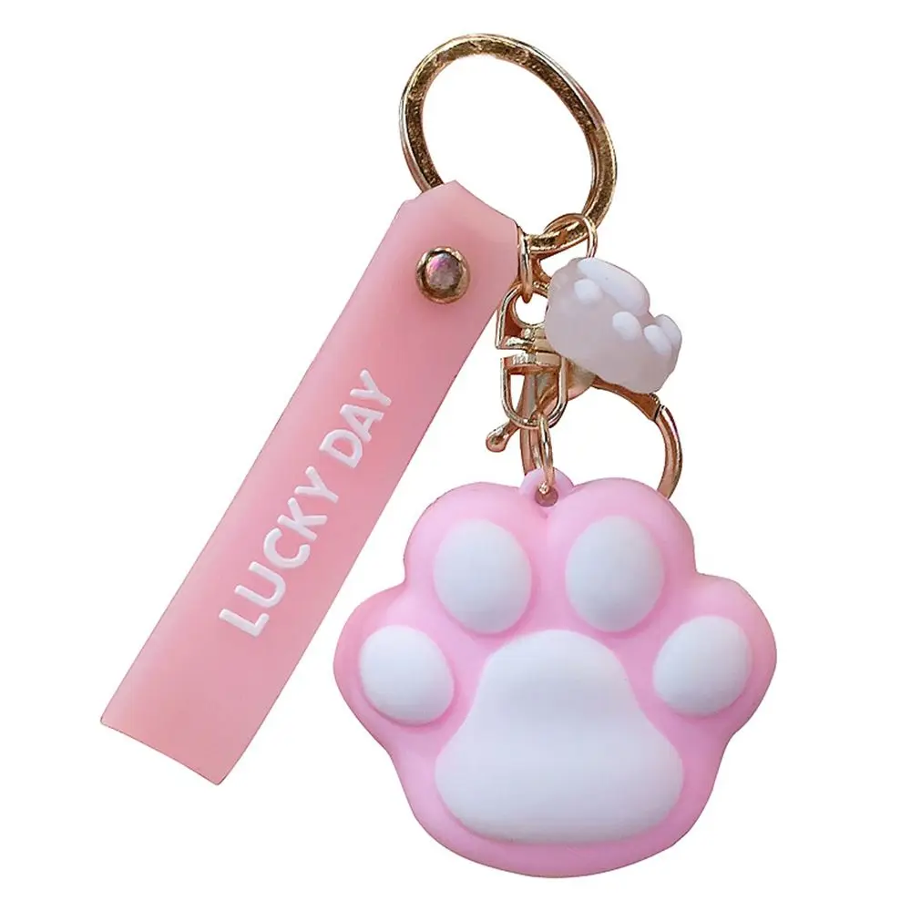 Fashion Silica Gel Car Key Ring Personality Children Cartoon Animal Korean Style Rings Cat Paw Buckle Women Chain