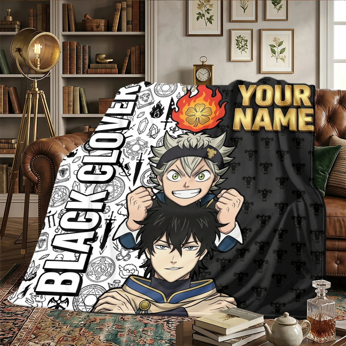 Фото Плед из фланели с принтом Black Clover на заказ - теплый, для спальни, дивана, кровати, кресла, пикника, путешествий - HE2 №1