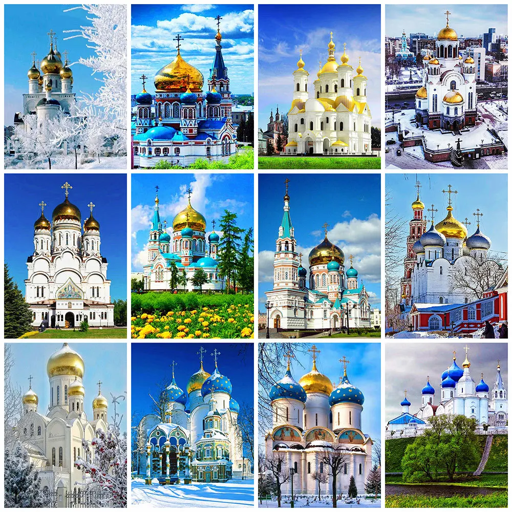 

MomoArt 5D DIY Diamond Painting Church Picture Of Rhinestones Diamond Embroidery Castle Handicrafts Landscape Mosaic Wall Decor