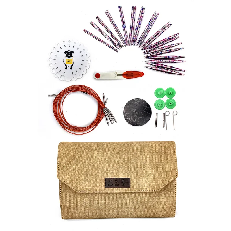 

13 Pair Circular Knitting Needles Set Crochet Hook DIY Art Craft Household Weaving Sewing Stitches Tools Accessory with Case Bag