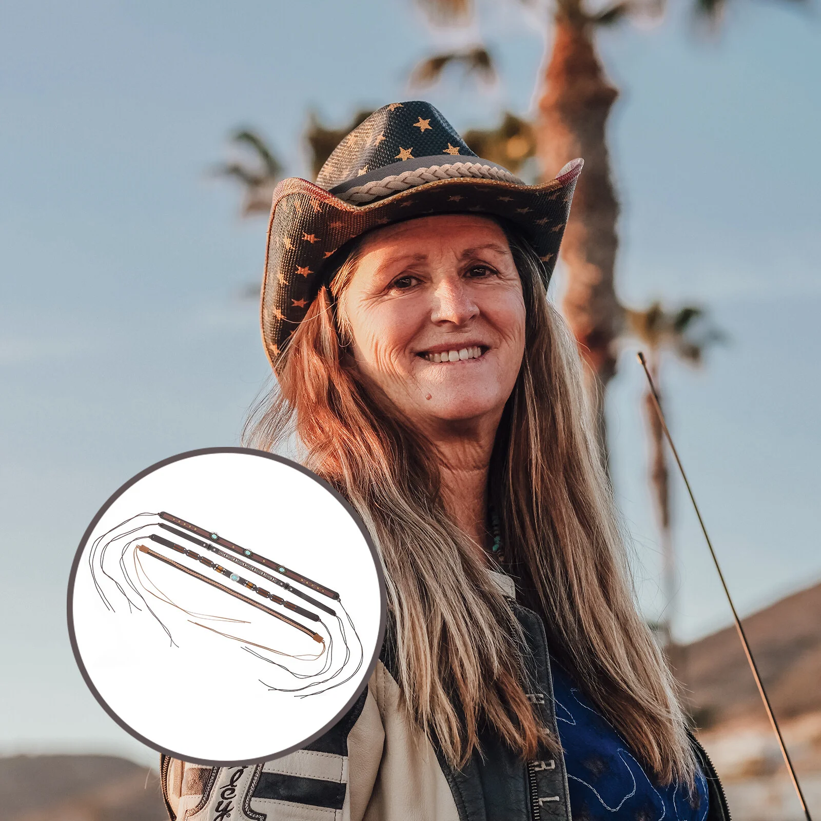 

4 шт., декоративные соломенные ремешки для шляпы, из полиэстера