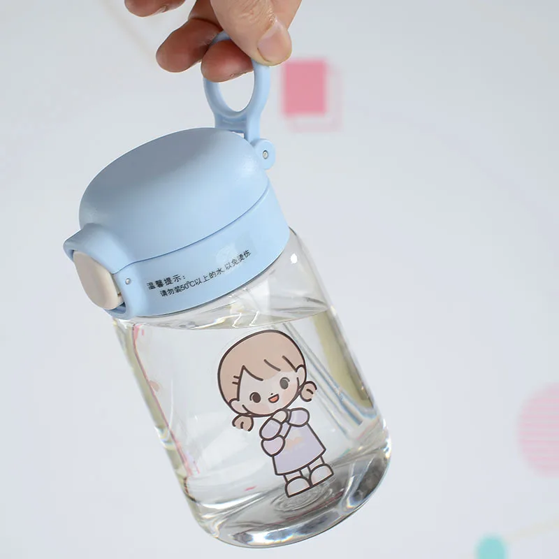 Creative Cartoon Feeding With Straws And Lids Spill Proof Po