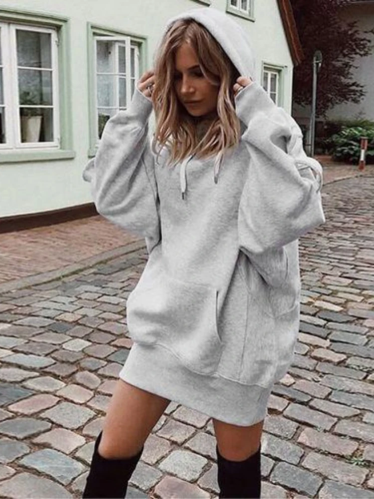 

Long Sleeve Elegant Casual Hoodie Pullover Women Autumn Winter Solid Color Sweet Korean Vintage Loose Short Sweatshirt Top 2022