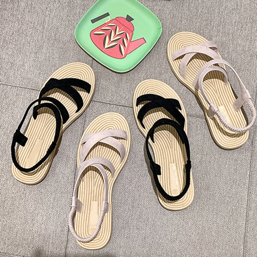 

Summer Casual Women's Sandals Wear-Resistance Non-Slip Flat Beach Shoes Outwear Shoes Cross Strap Slipper M09