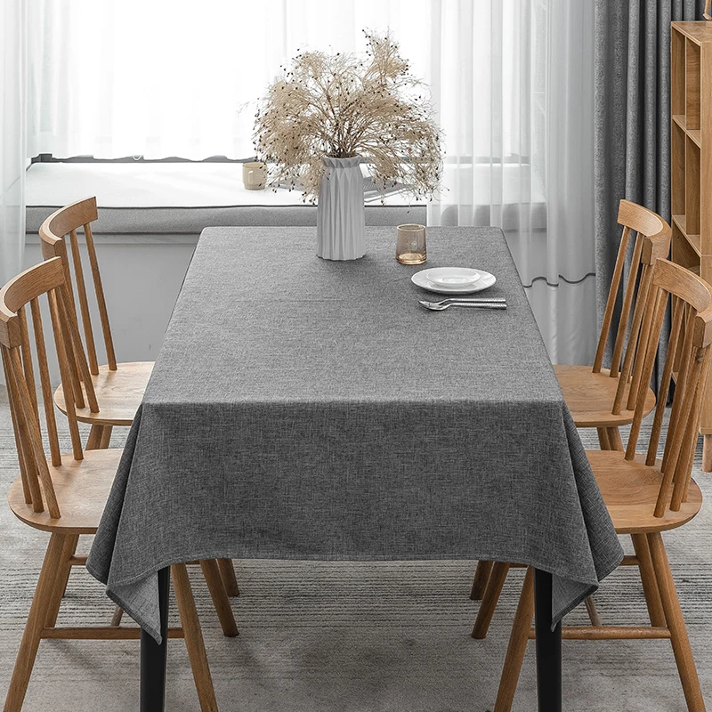

Cotton linen tablecloth, solid linen fabric, waterproof, oil resistant, and washable tea