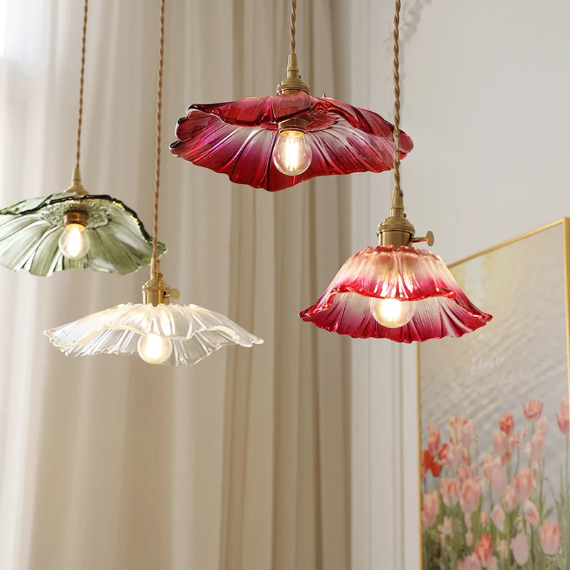 Винтажный Стеклянный Подвесной Светильник С Цветочным Дизайном Для Домашнего