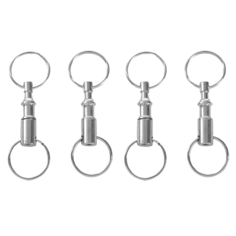 

4 Pieces Removable Double Keychains Iron Nickel Double Detachable Keychain Double Keychain Rotating Ring Keychain