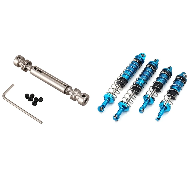 

2 Set RC Car Part: 1 Set Metal Rear Middle Drive Shaft Transmission Kit & 1 Set Adjustable Oil Shock Absorbers Damper