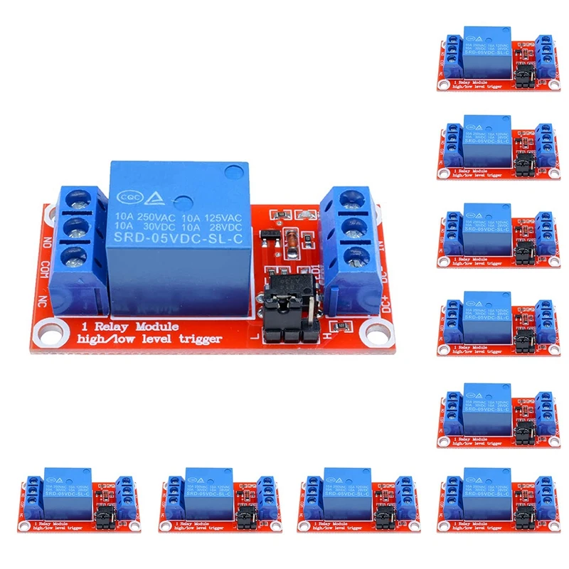 

10Pcs 1 Channel 5V Relay Module Board Shield With Optocoupler 5V Relay Module Support High And Low Level Trigger