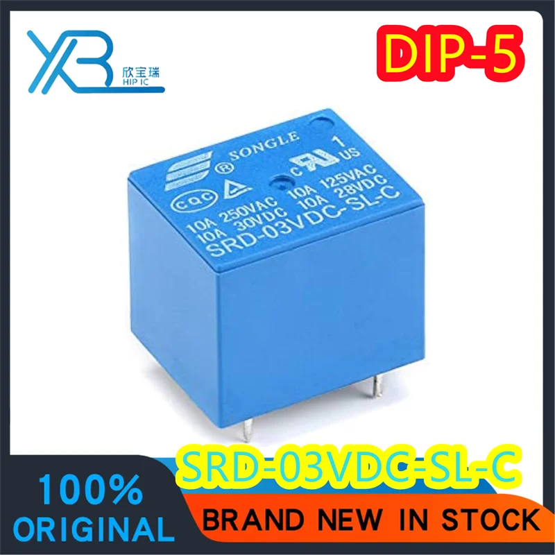 (5/30 шт.) SRD-03VDC-SL-C 5-контактное силовое реле 3 В с прямым разъемом 10 А постоянного