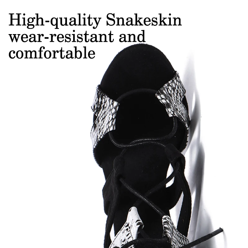 DKZSYIM Women Dance Shoes Salsa Ballroom Latin Shoes Sexy High Heel Dance Shoes Hot Sale Snakeskin Dancing Shoes Big size 33-44