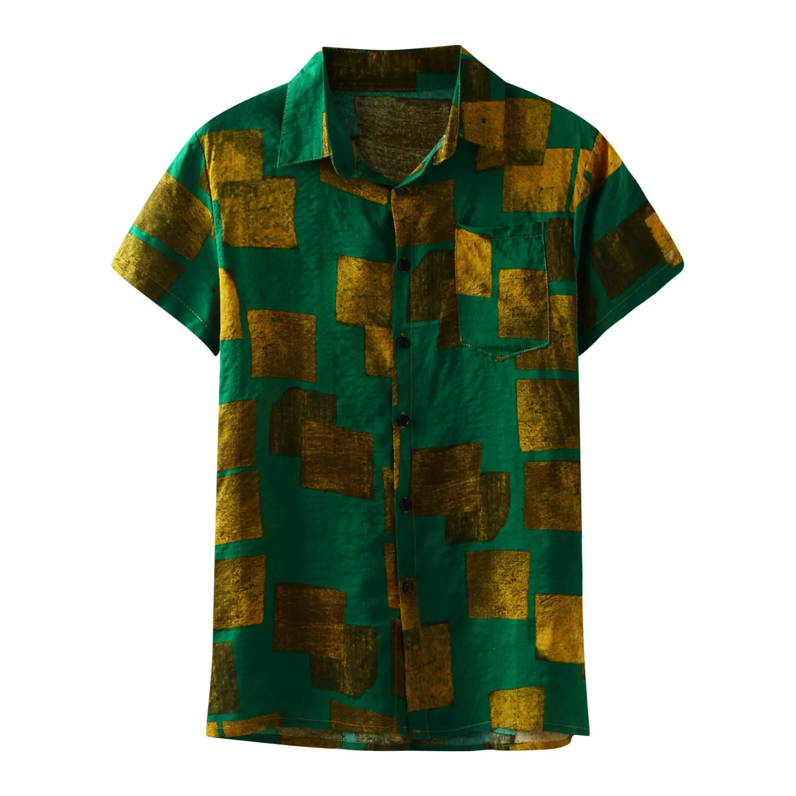 

Casual Splice Men's Button Sleeve Collar Short Shirt Print Stripe Turn-Down Men Shirts Floral Long Sleeve