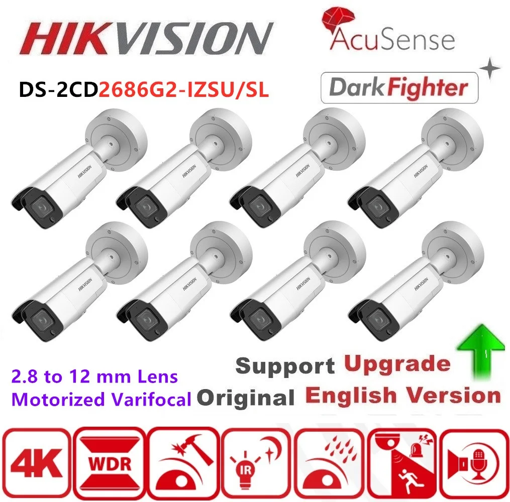 

Hikvision 8MP IP Camera Kits DS-2CD2686G2-IZSU/SL моторизованные Варифокальные линзы, отличные низсветильник характеристики с DarkFighter